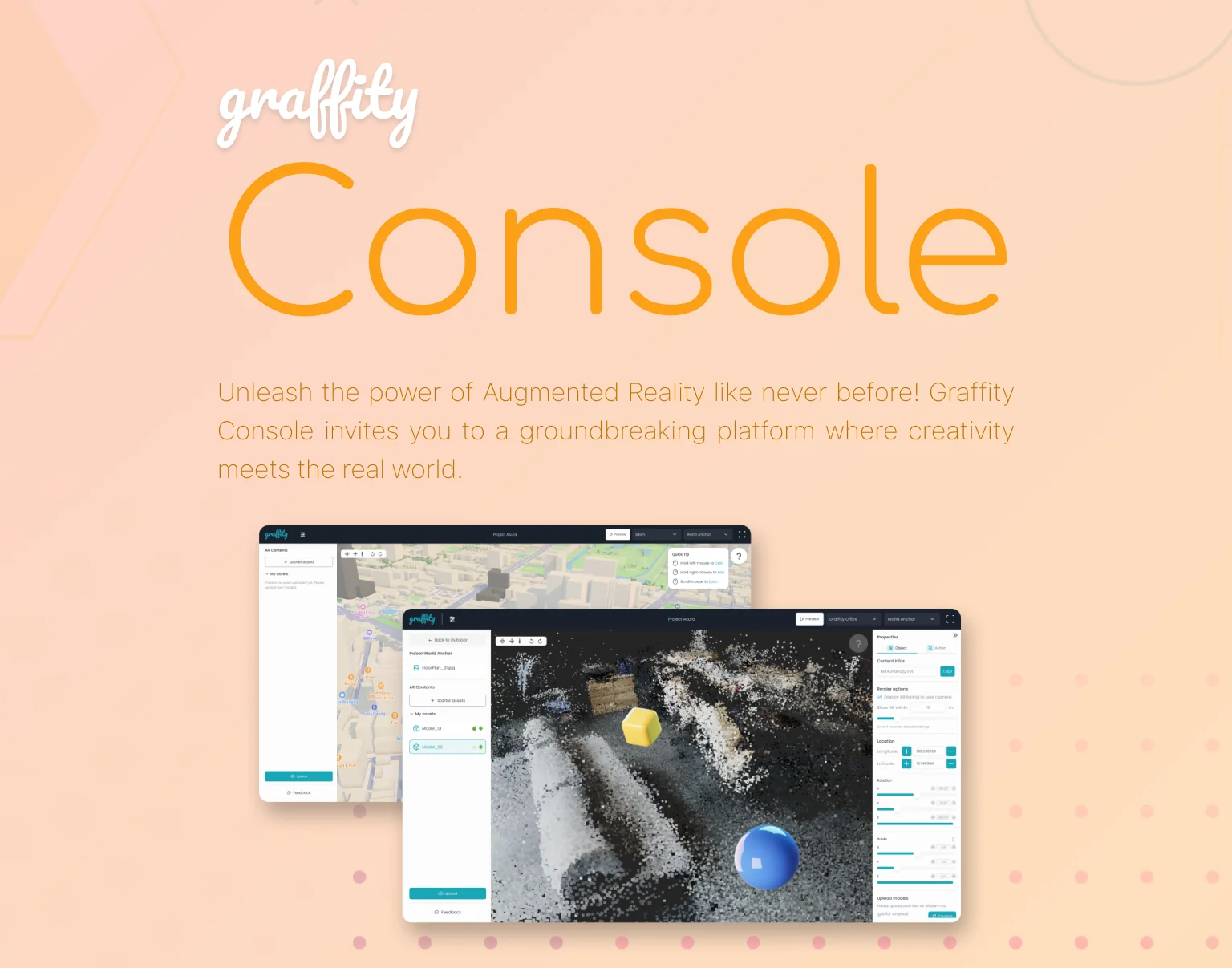 Graffity Console arranging 3D content inside a scanned space