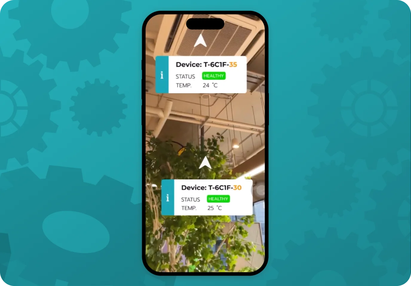 Use case: AR labels marking tracked equipment for facility maintenance